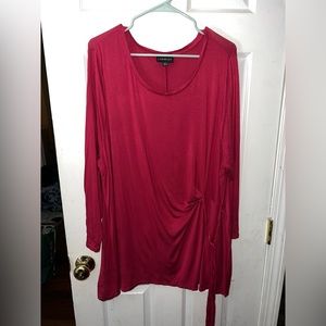 Lane Bryant Long Sleeve Twist-Detail Tunic Top - Deep Berry Red